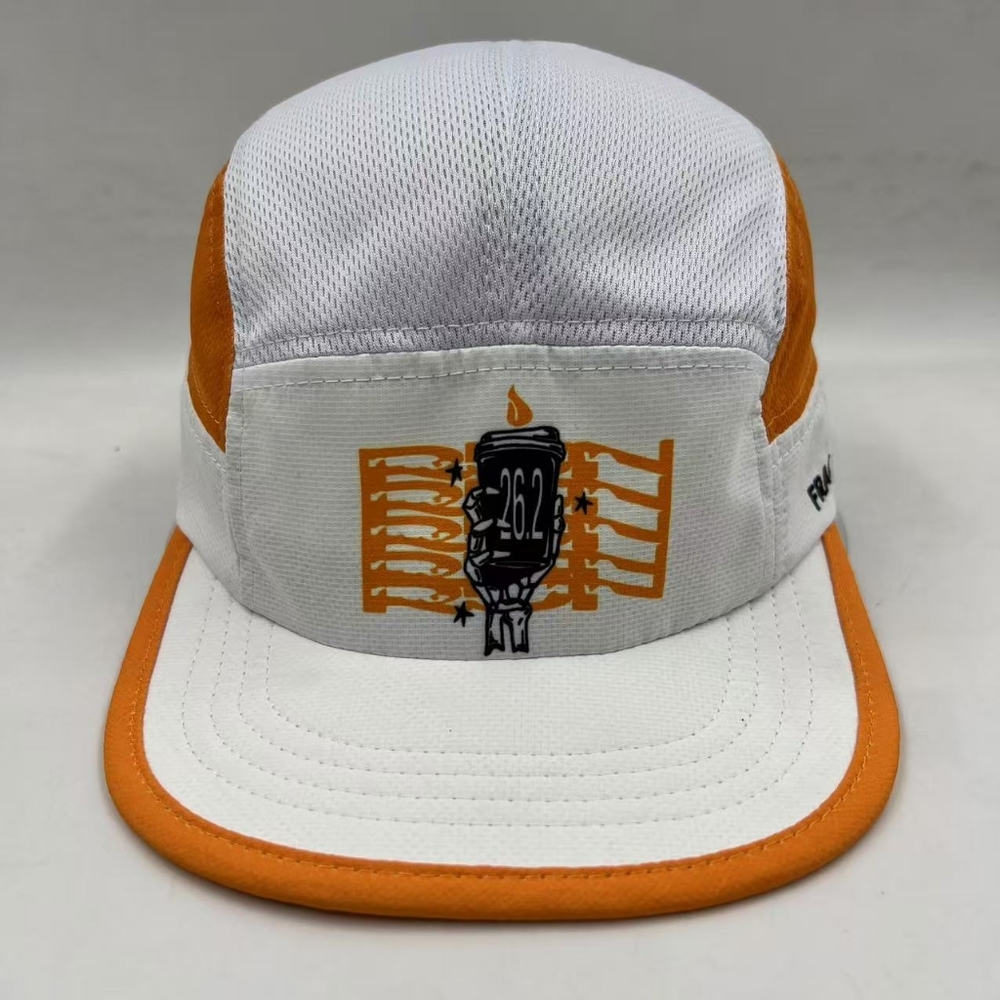 FRACTEL COFFEE CRUSHING 26.2 White and Orange Running Cap